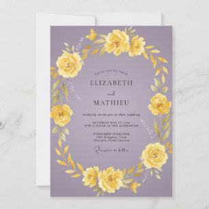 Invitation Mariage Rose Lilas Jaune