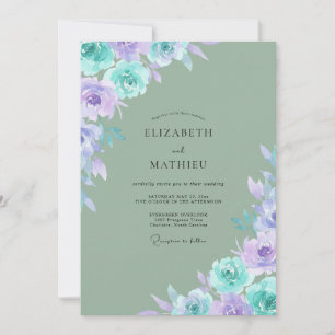 Invitation Mariage Rose Lilas Sarcelle