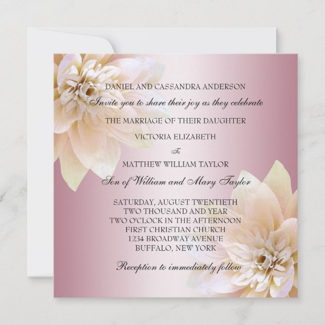 Invitation Mariage rose Lotus (Devant)