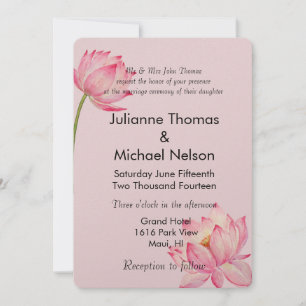 Invitation Mariage rose Lotus Floral