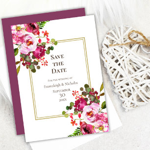 Invitation Mariage rose Magenta Enregistrer La Date