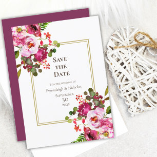 Invitation Mariage rose Magenta Enregistrer La Date