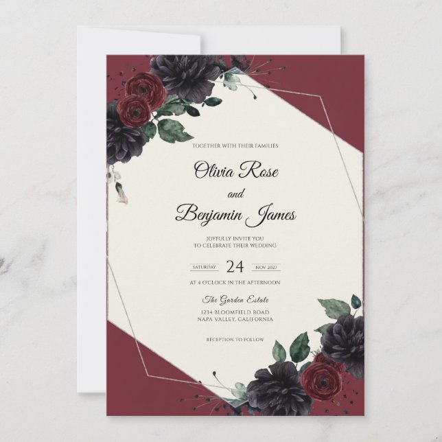 Invitation Mariage Rose Marron Maussade (Devant)