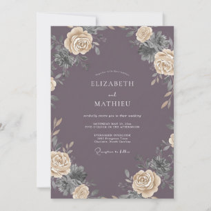 Invitation Mariage Rose Mauve Atténué