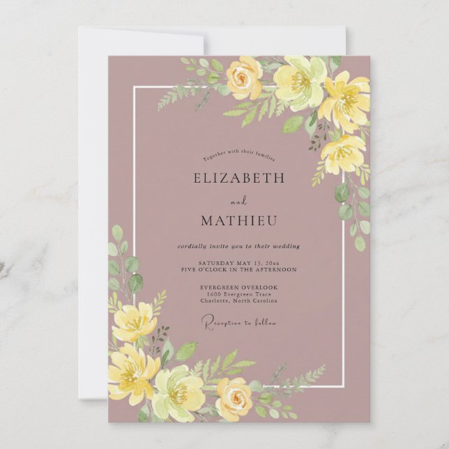 Invitation Mariage Rose Mauve Beurre (Devant)