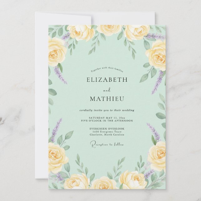 Invitation Mariage Rose Mentholée Beurre (Devant)