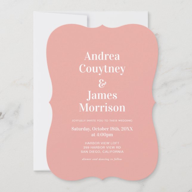 Invitation Mariage Rose Moderne  (Devant)