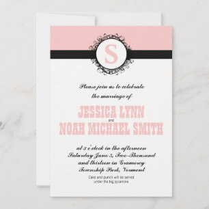 Invitation Mariage rose Monogramme Inviter ou toute couleur