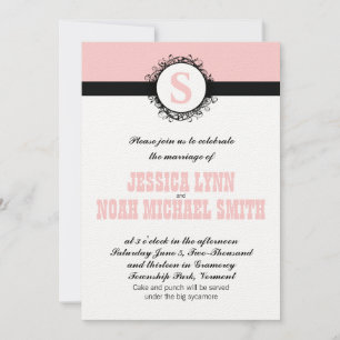 Invitation Mariage rose Monogramme Inviter ou toute couleur