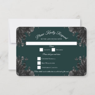 Invitation Mariage Rose noir noir vert foncé