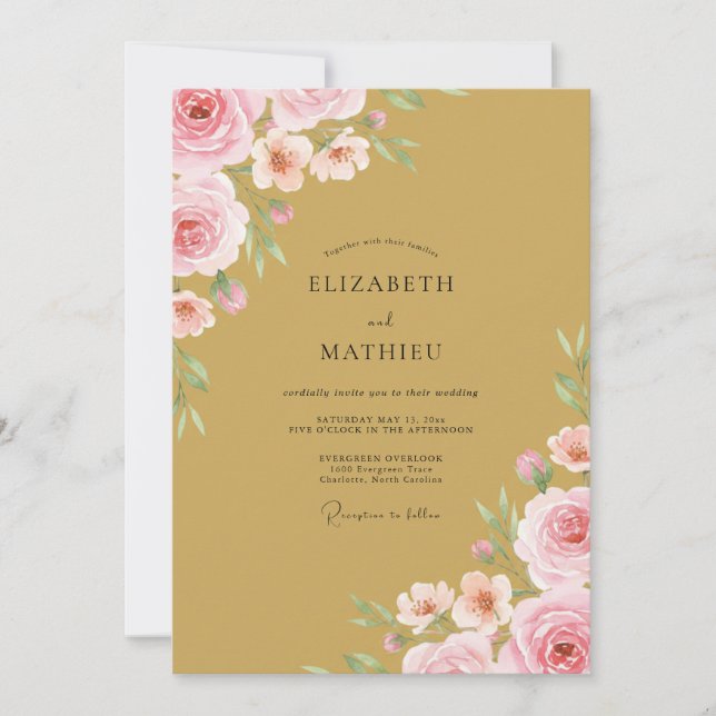 Invitation Mariage Rose Ochre Pink (Devant)