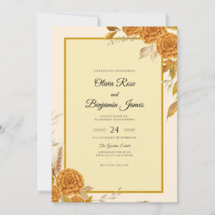Invitation Mariage Rose Ocre Miel