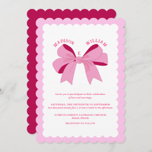 Invitation Mariage rose ondulé