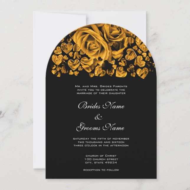 Invitation Mariage Rose or (Devant)