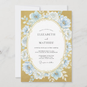Invitation Mariage Rose Or Bleu Poudre