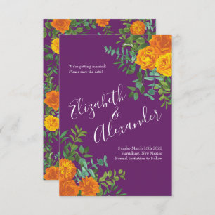Invitation Mariage Rose Orange Purple Plum Peony Date de sauv