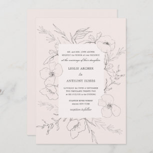 Invitation Mariage rose pâle à la main