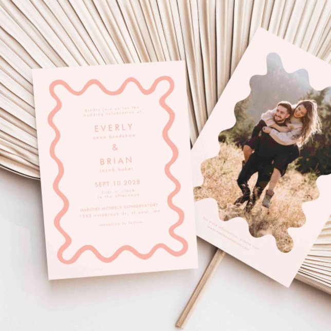 Invitation Mariage rose pâle à main glissé (Créateur téléchargé)