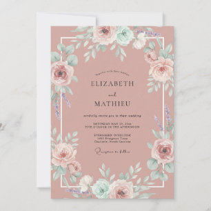 Invitation Mariage Rose Pâle Antique