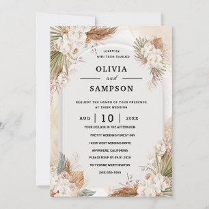 Invitation Mariage Rose Pâle Bourguignon Or