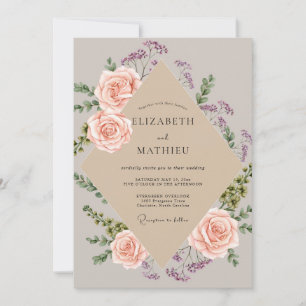 Invitation Mariage Rose Pâle Champagne