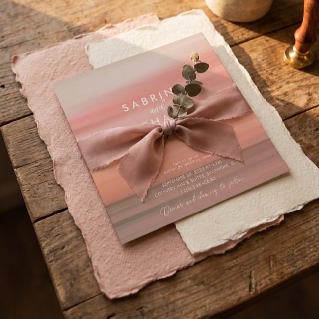 Invitation Mariage Rose Pâle Chic Moderne (Créateur téléchargé)