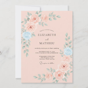 Invitation Mariage Rose Pâle et Discrète