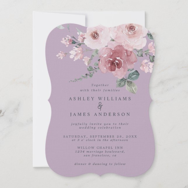 Invitation Mariage Rose Pâle et Orchidée Claire (Devant)