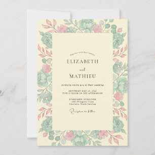 Invitation Mariage Rose Pâle Menthe