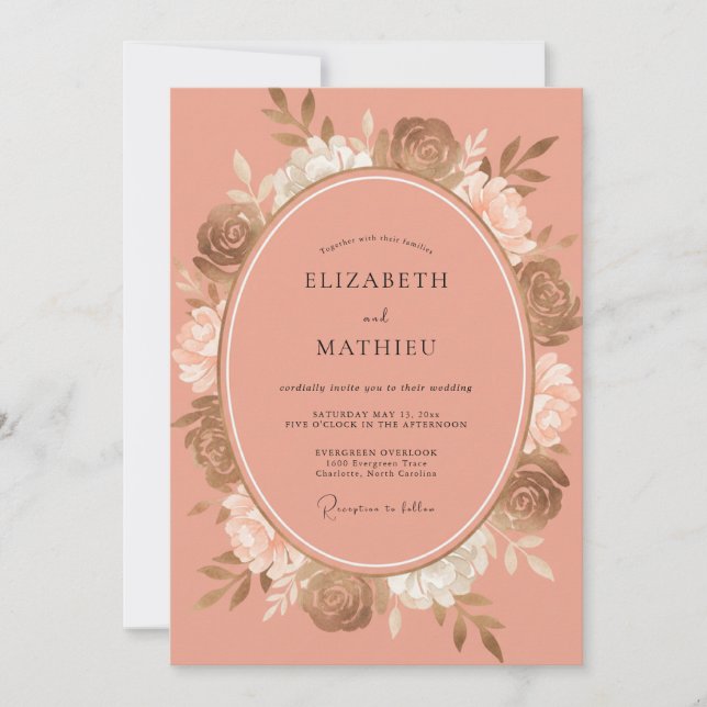 Invitation Mariage Rose Pâle Terracotta (Devant)