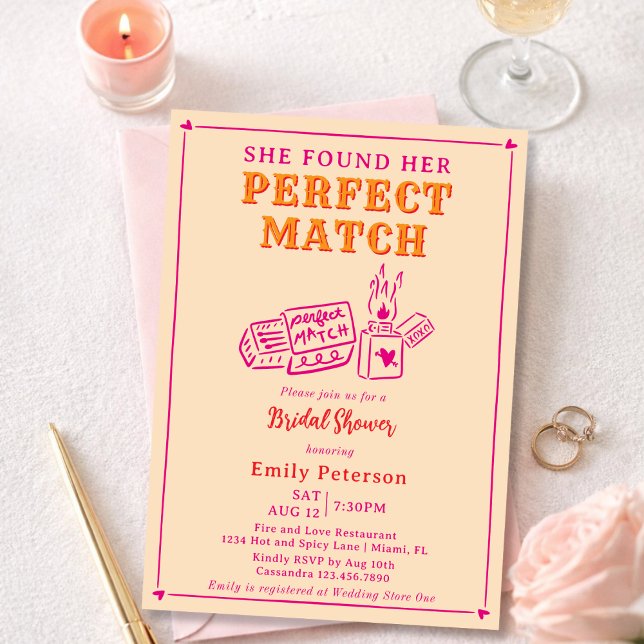Invitation Mariage Rose Parfait Dessiné à la Main Shower de M (Créateur téléchargé)