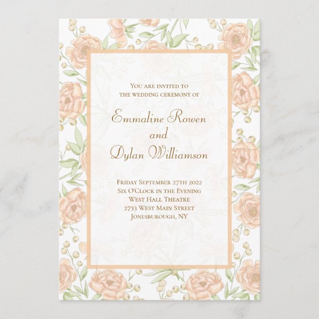 Invitation Mariage Rose Pêche (Devant)