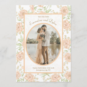Invitation Mariage Rose Pêche Enregistrer la Date