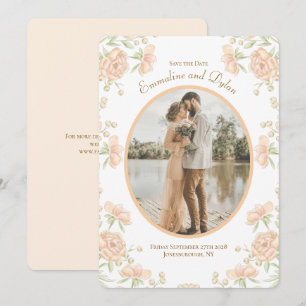 Invitation Mariage Rose Pêche Enregistrer la Date