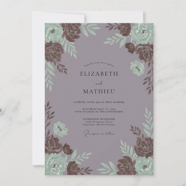 Invitation Mariage Rose Pêche Poussiéreuse (Devant)