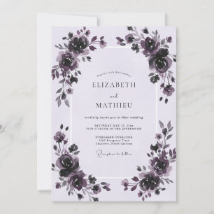 Invitation Mariage Rose Peinte de Prune