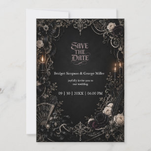 Invitation Mariage Rose Perle Baroque Victorien Gothique