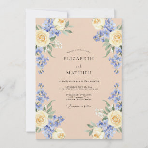 Invitation Mariage Rose Pervenche Champagne
