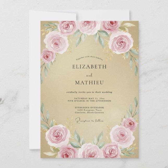 Invitation Mariage Rose Pink Champagne (Devant)