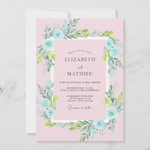 Invitation Mariage Rose Poudre Rose Aqua