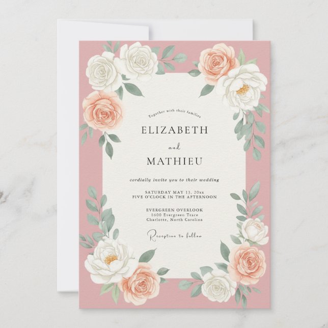 Invitation Mariage Rose Poudrée (Devant)