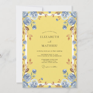 Invitation Mariage Rose Poussiéreuse Jaune Azur