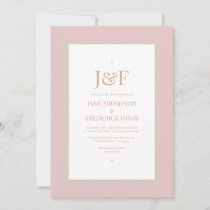 Invitation Mariage Rose Poussiéreux, Vert Menthe et Blush