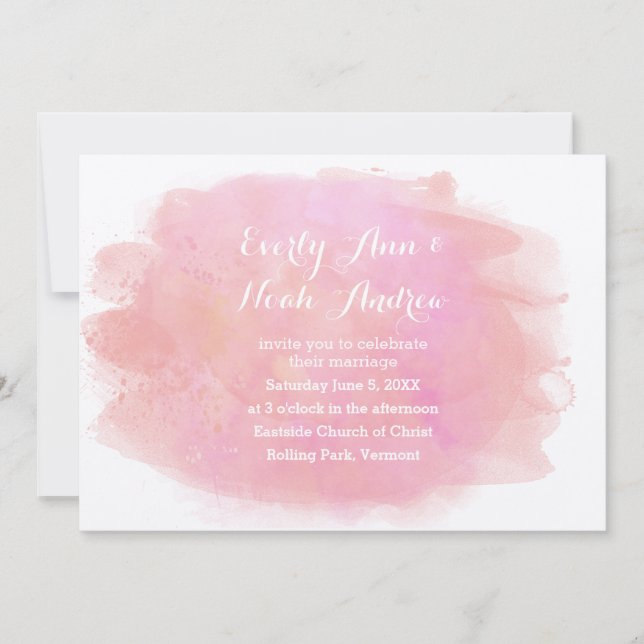 Invitation Mariage rose quartz et lavender Watercolor (Devant)