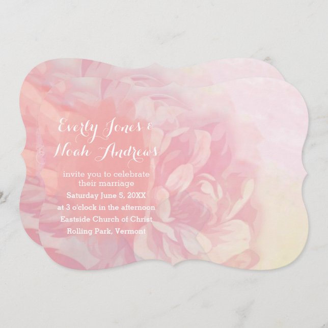 Invitation Mariage rose quartz et lavender Watercolor (Devant / Derrière)
