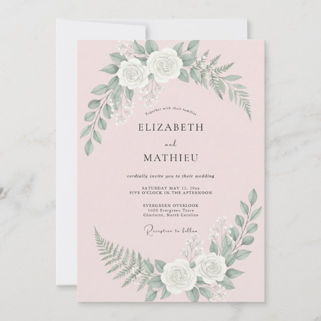 Invitation Mariage Rose Radiant Rose Pâle (Devant)