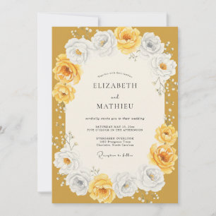 Invitation Mariage Rose Radieuse Jaune de Moutarde