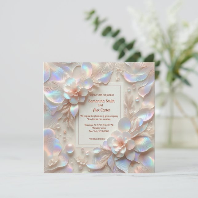 Invitation Mariage Rose romantique (Debout devant)
