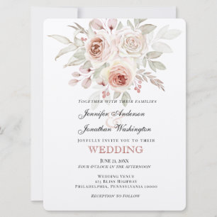 Invitation Mariage Rose romantique rose doux