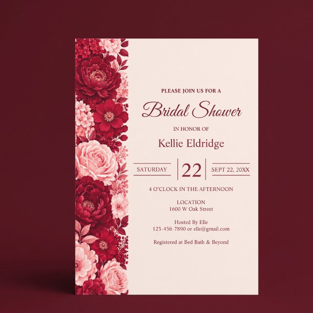 Invitation Mariage Rose Rose Fushia (Créateur téléchargé)